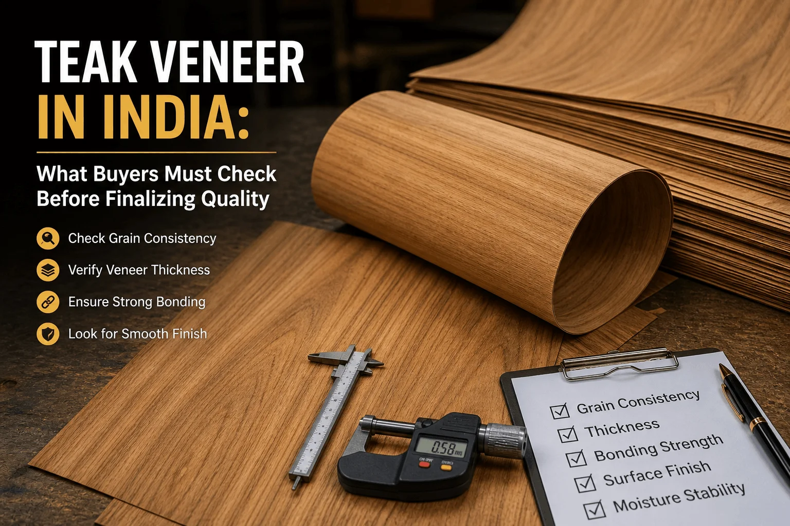 Teak Veneer in India: What Buyers Must Check Before Finalizing Quality